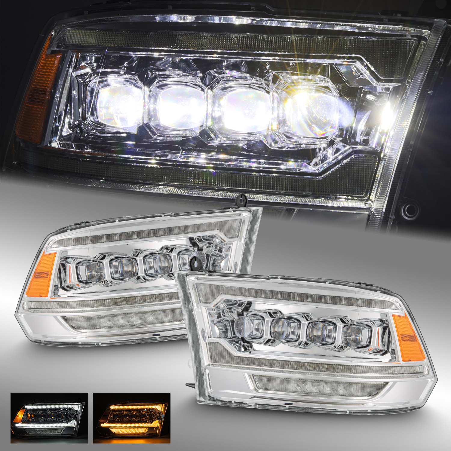 Chrome Projector Headlight Fit 09-18 Ram Truck(5th Gen 2500 G2 Style)NOVA-Series