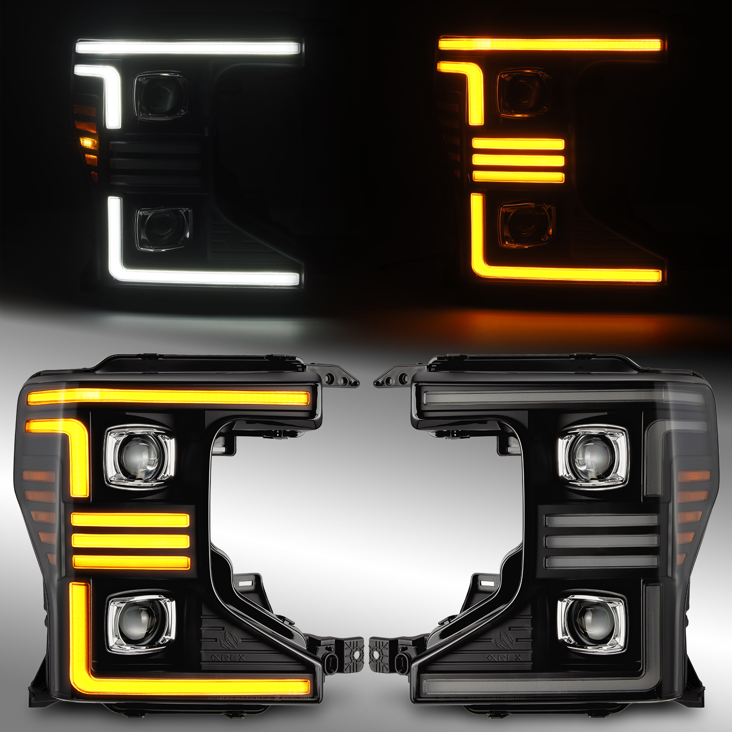 PRO-Series Projector Halogen Headlights Black For 20-22 Ford Super Duty