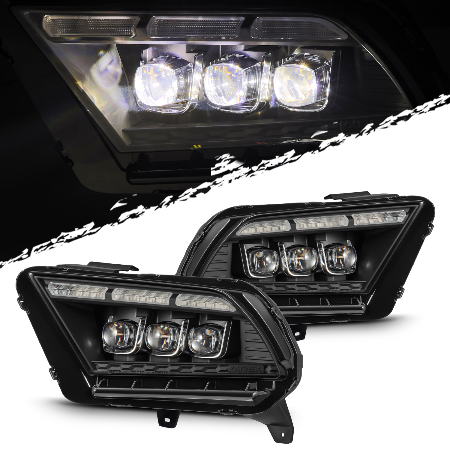 Black NOVA-Series LED Projector Headlights Fit 2013-2014 Ford Mustang