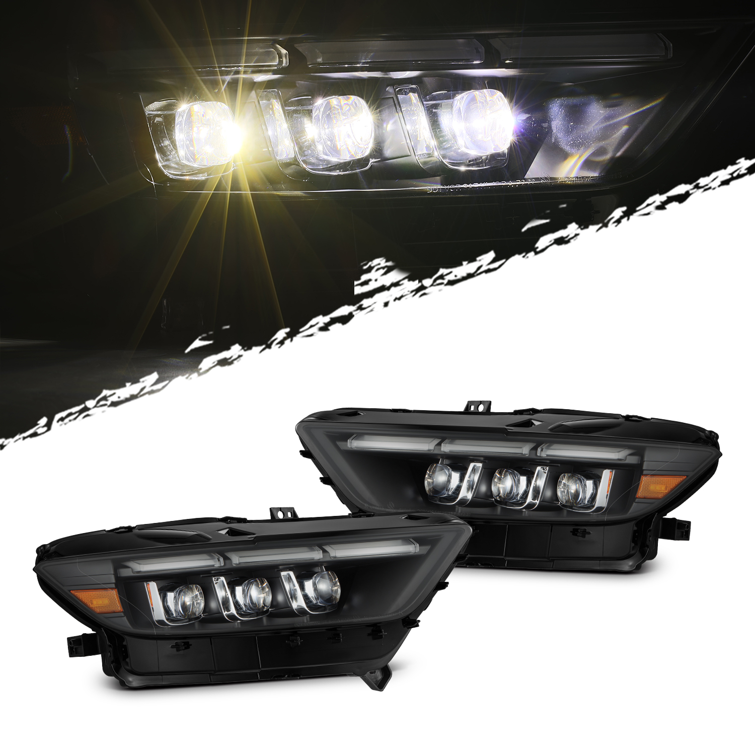 For 2015-2017 Ford Mustang/Shelby GT350/GT500 Black LED NOVA-Series Headlights