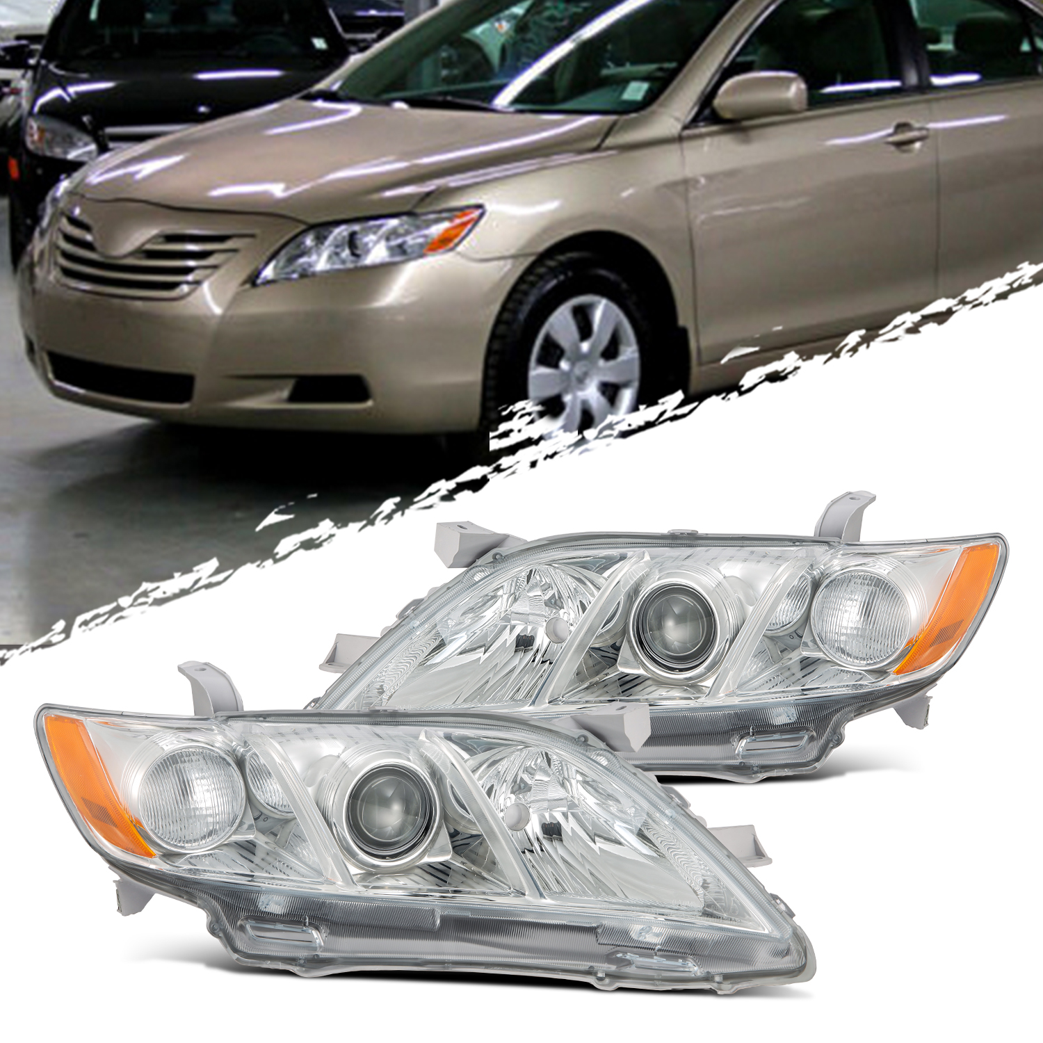 For 2007-2009 Toyota Camry Projector Headlights Pair Replacement Assembly