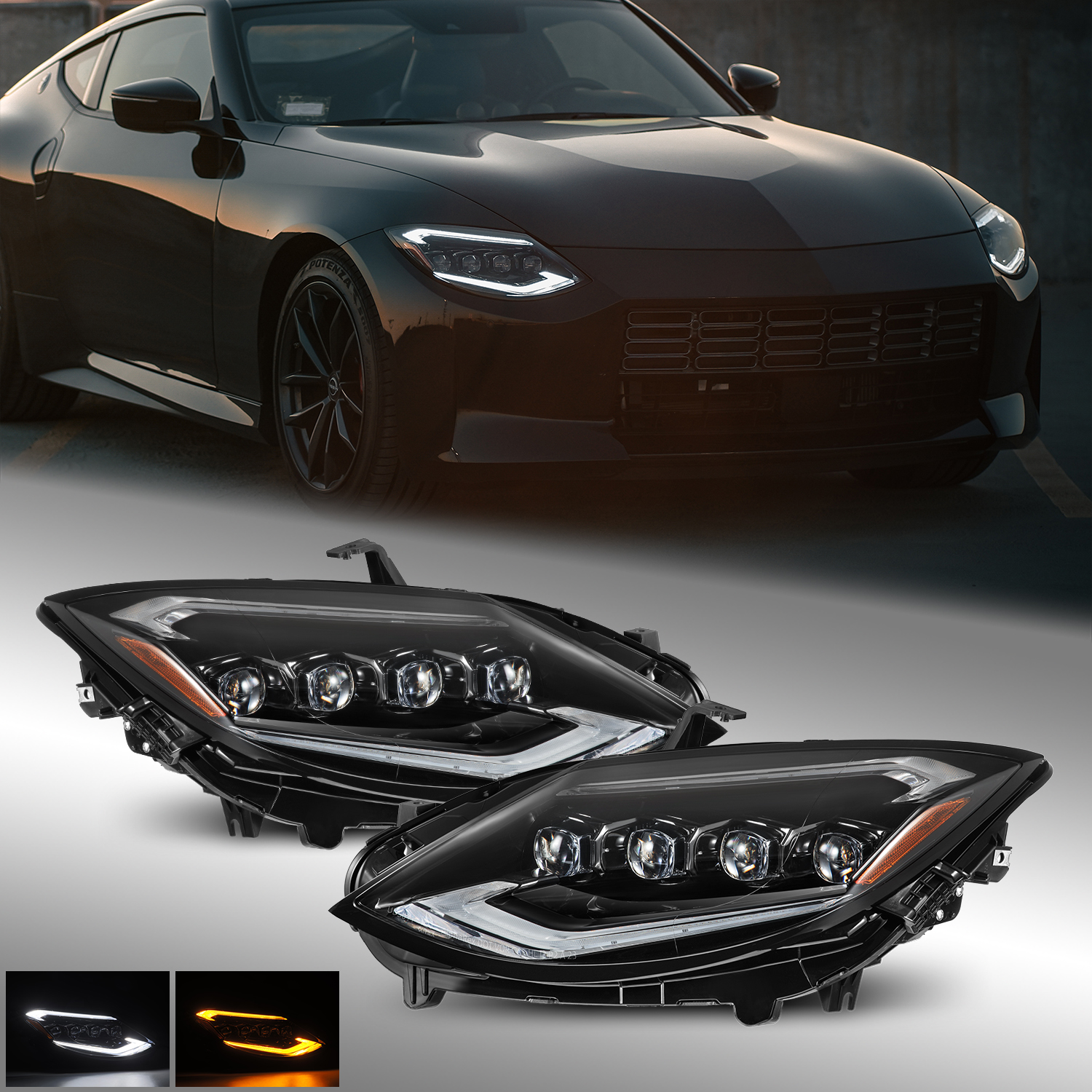 NOVA-Series LED Projector Alpha-Black Headlights Fit 2023-2024 Nissan Z