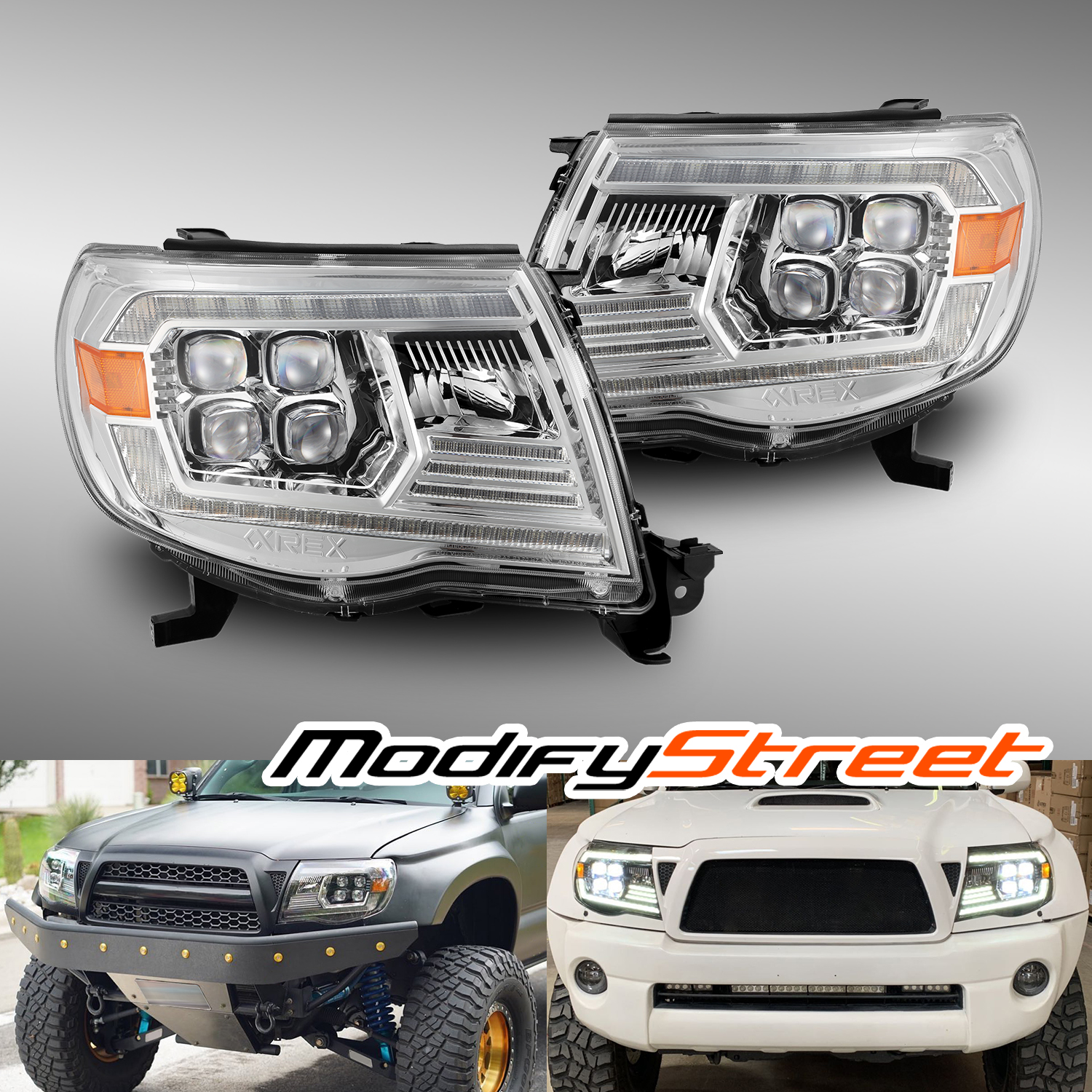 Fit 2005-2011 Toyota Tacoma NOVA-Series LED Projector Chrome Headlights