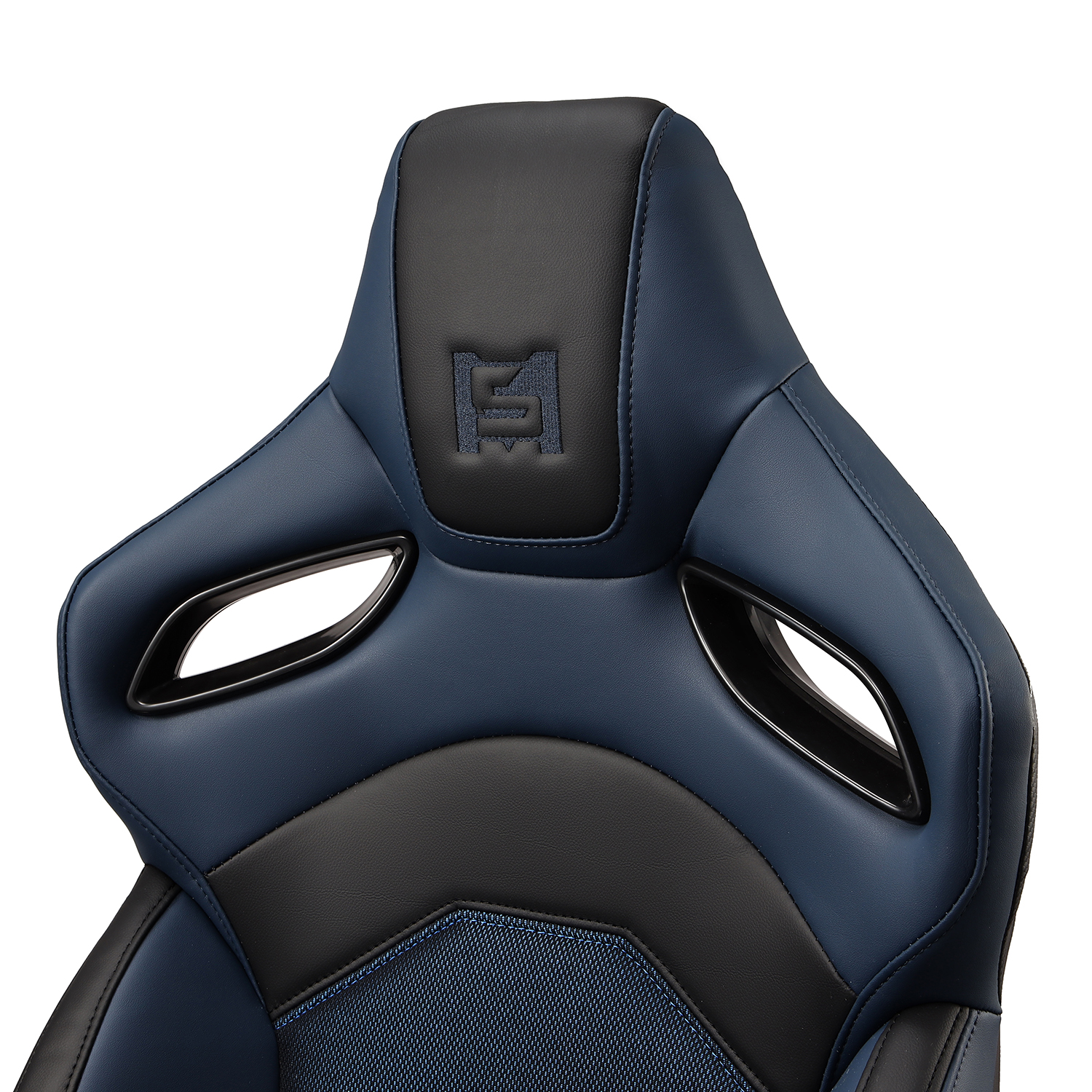 thumbnail image 2 of Pair Black & Blue PVC Leather Racing Seats – Reclinable, With Sliders – MITSTOCKS 2 of 3