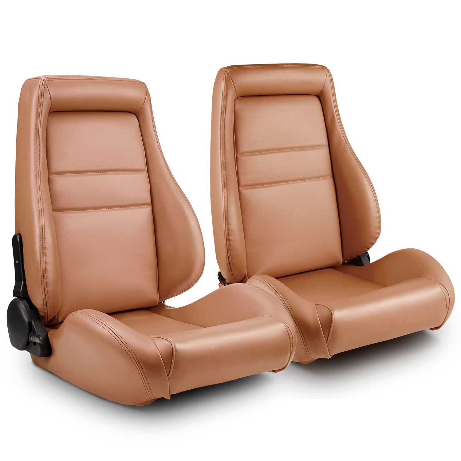 Universal 1 Pair Brown OBS Style Seats Reclinable PVC Leather Car
