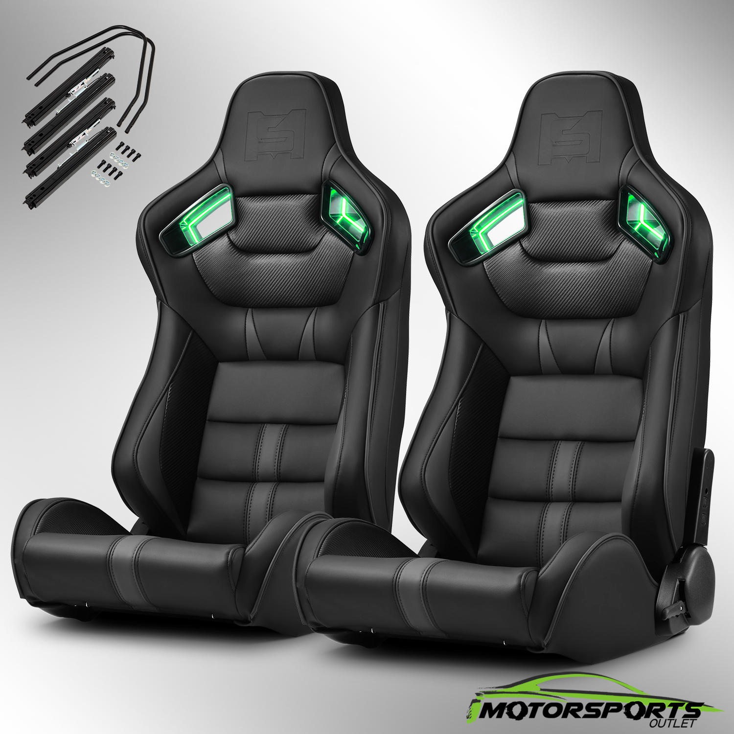 Braum Venom-R Series Black Cloth Fixed Back Bucket Racing Seat: Single