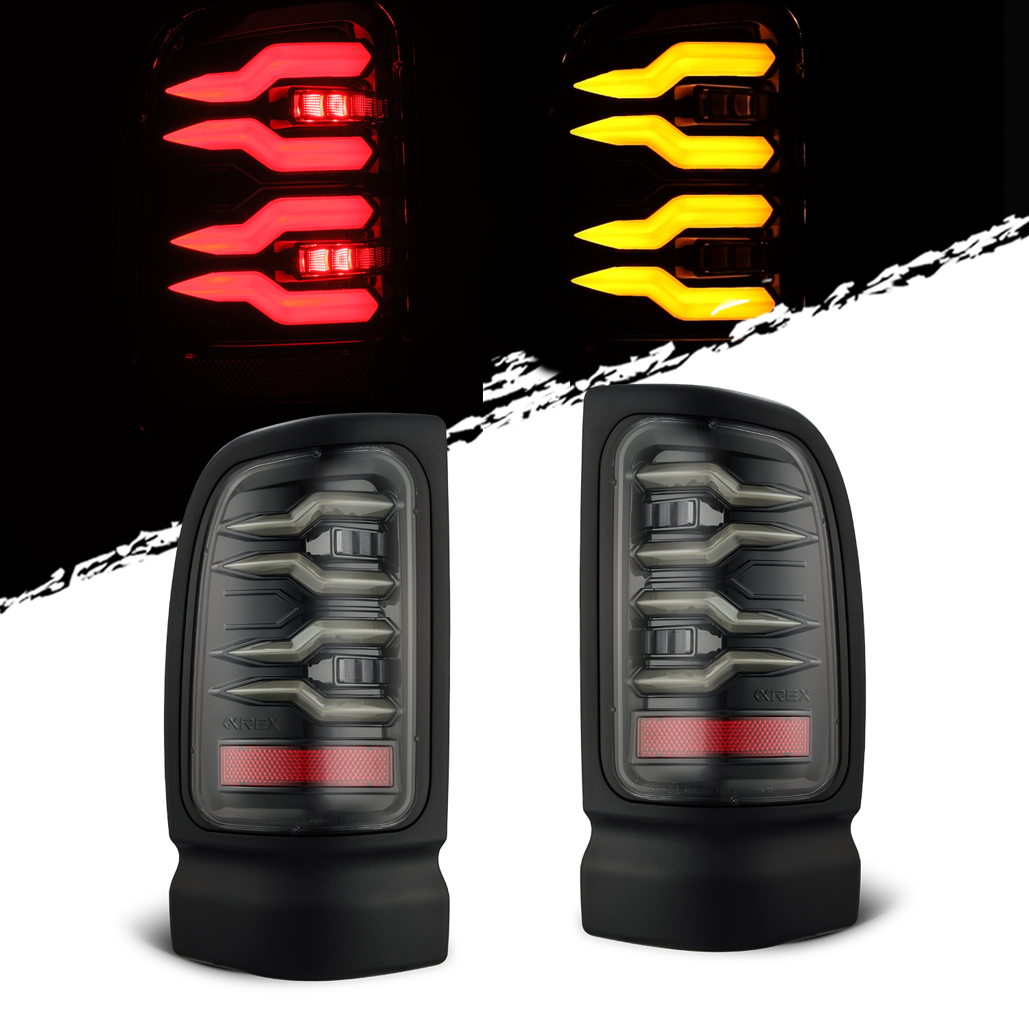 LUXX-Series LED Alpha-Black Tail Lights Fit 1994-2002 Dodge Ram 1500 2500 3500