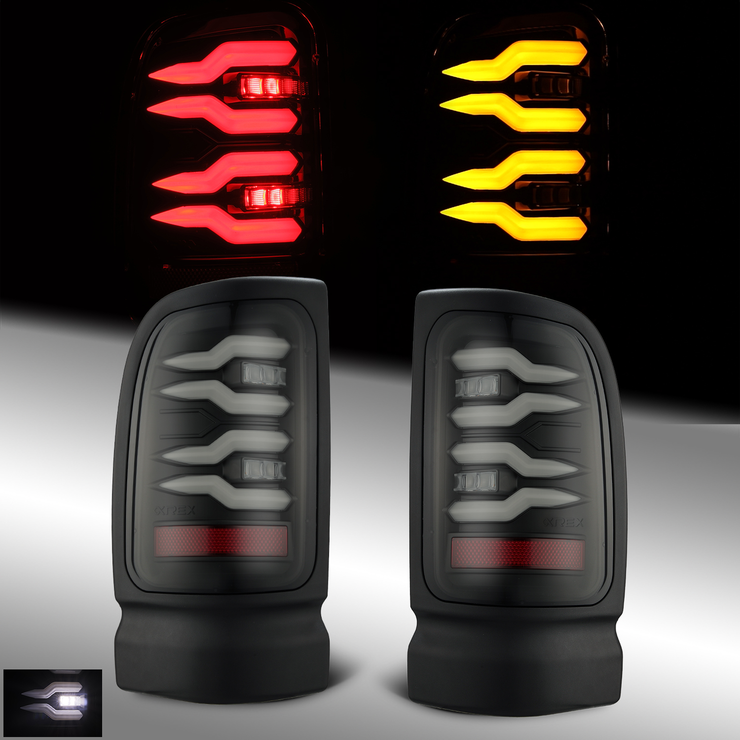 LUXX-Series LED Tail Lights For 1994-2002 Dodge Ram 1500 2500 3500 Black