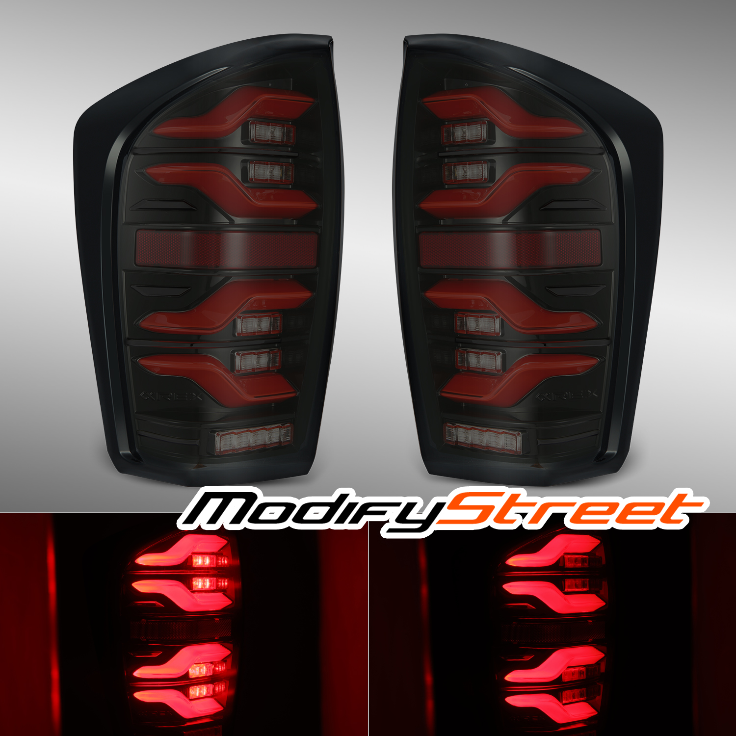 Fit 16-21 Toyota Tacoma LUXX-Series LED Tail Lights Repalcement Pair Black-Red