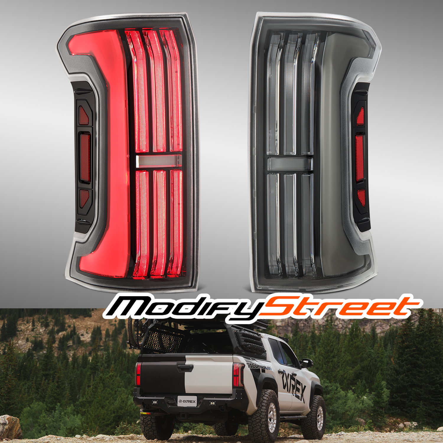 Alpharex Fit 2024 Toyota Tacoma NOVA-Series Prismatic LED Black Tail Lights Pair