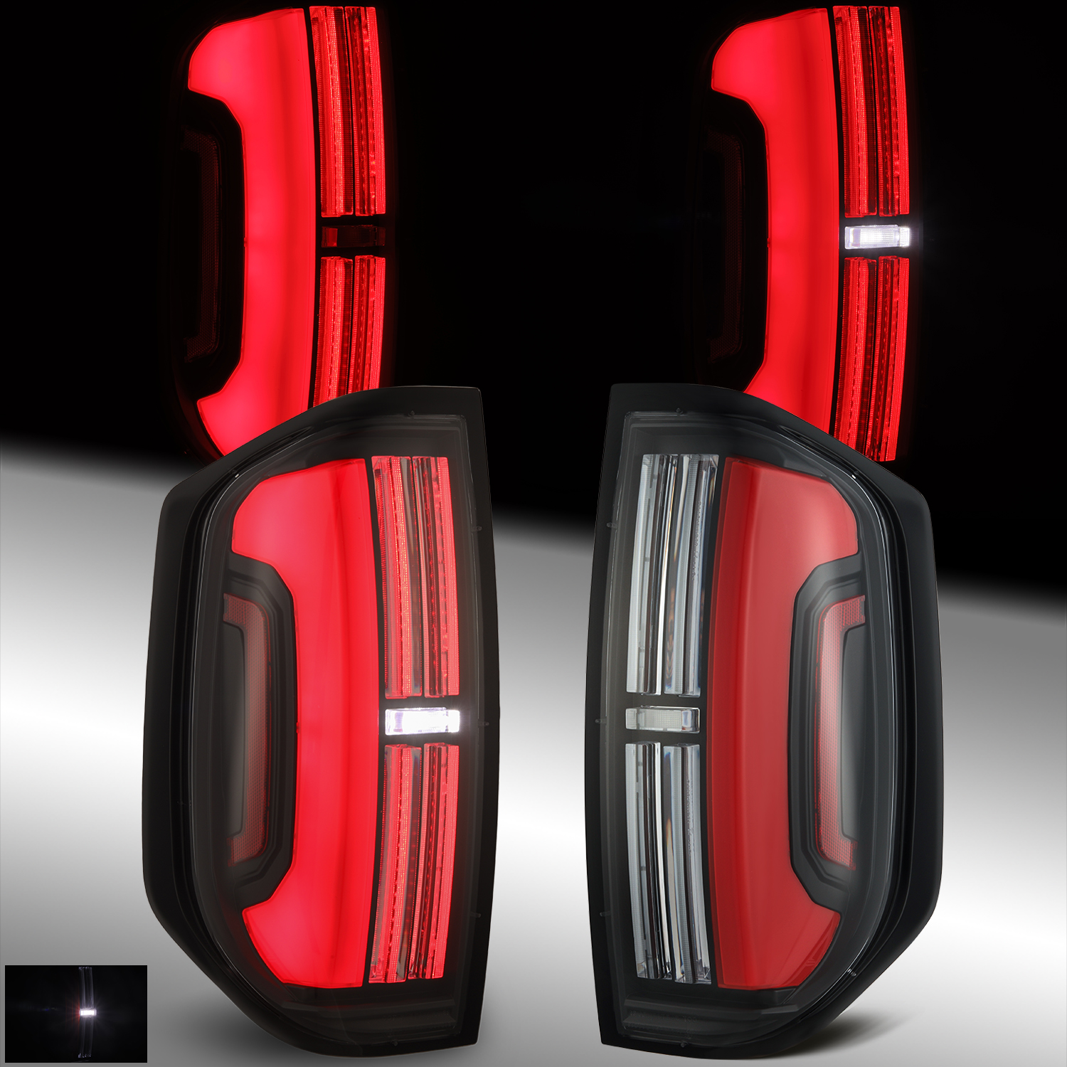 For 2014-2021 Toyota Tundra NOVA-Series LED Prismatic Tail Lights Black-Red