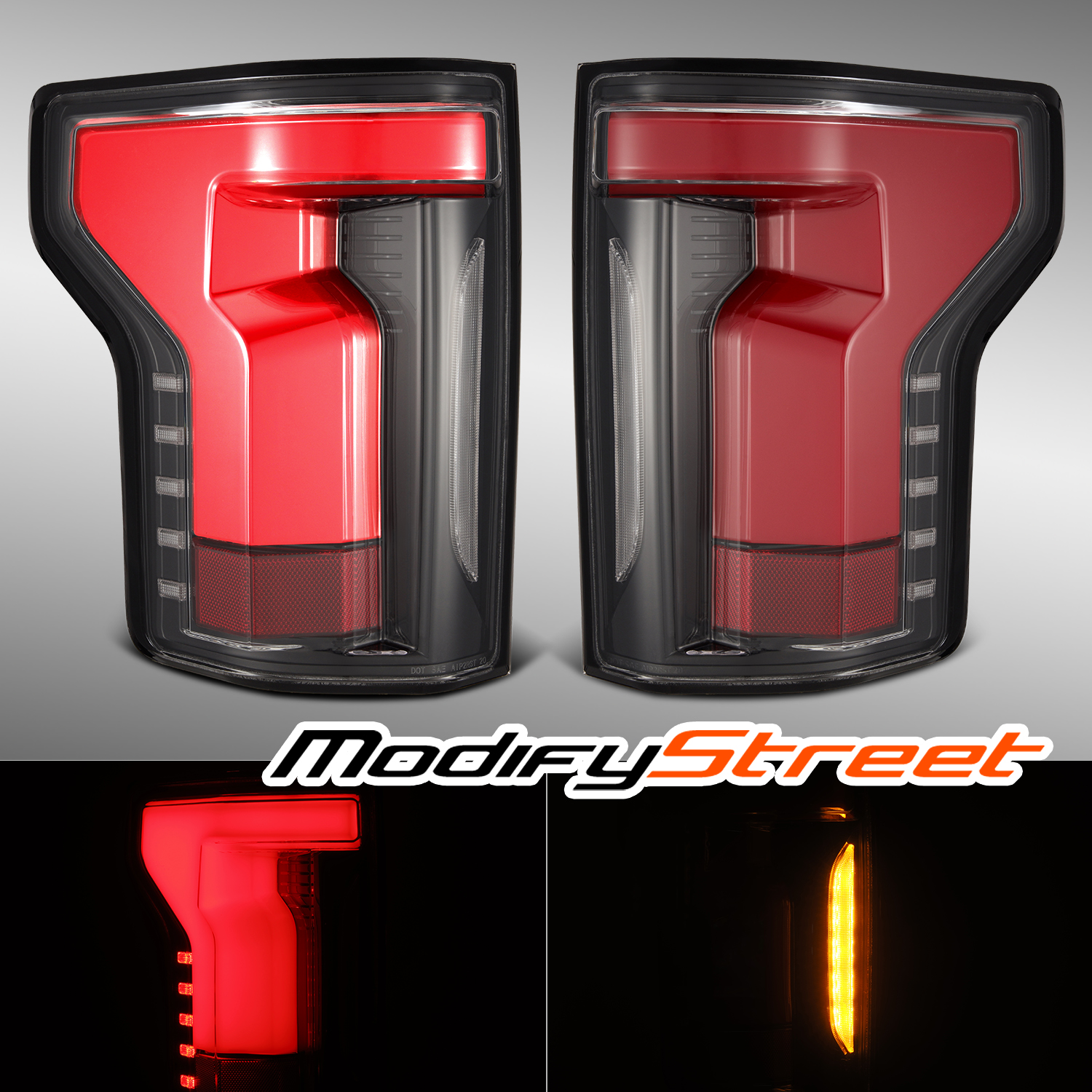 For 2015-2020 Ford F150 OEM Rear Brake Parking Red Tail Lights Pair Black Red