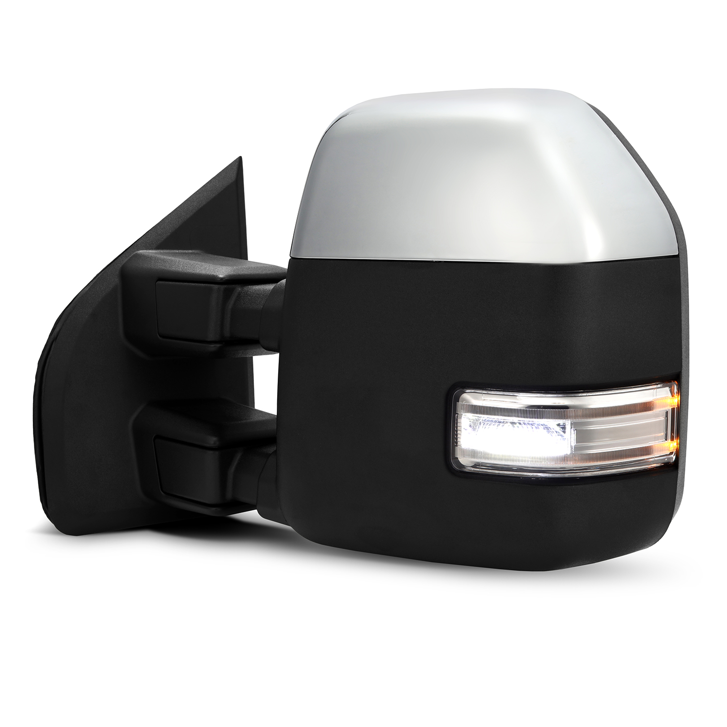 Pair Power Heated Tow Mirrors With Turn Signal – For Ford F150 2004-2006, Chrome/Black