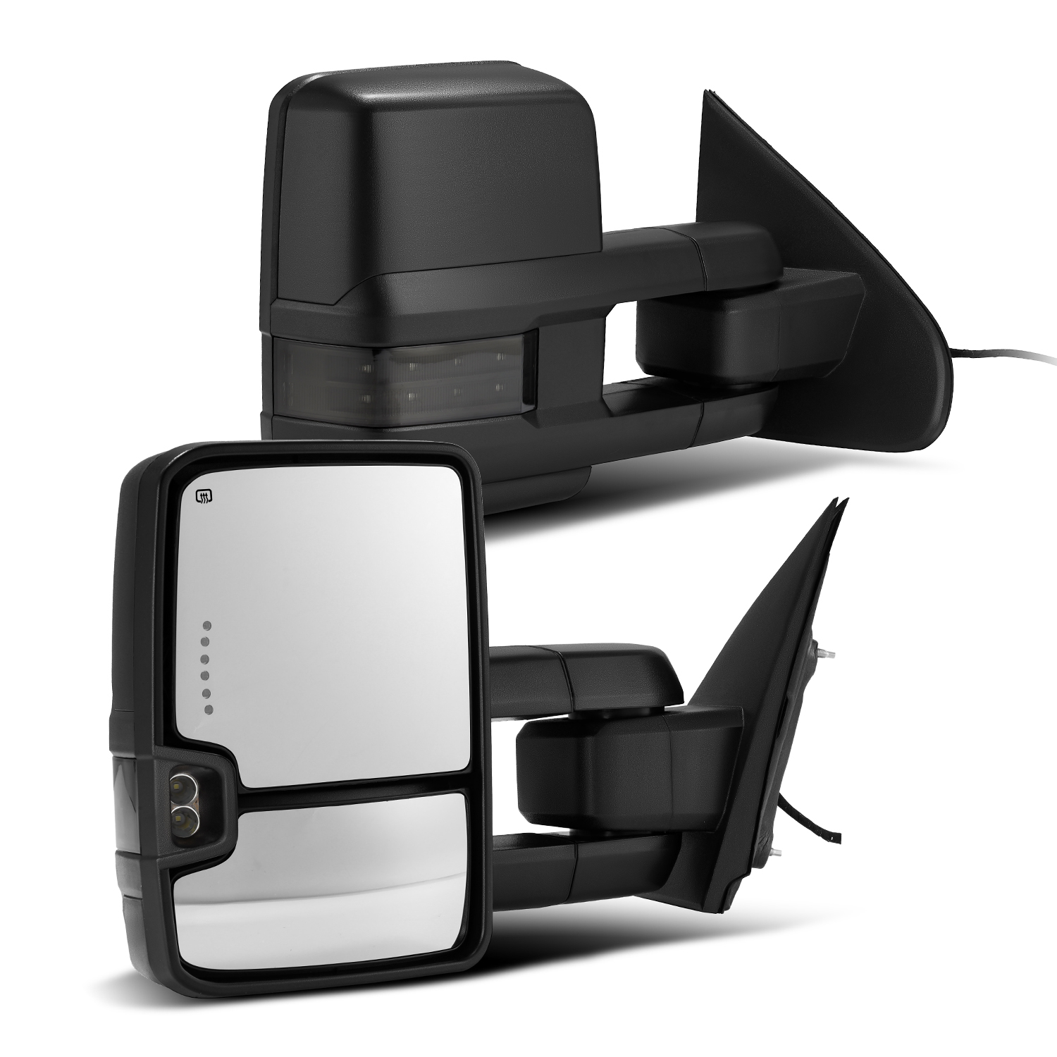 For 14-17 GMC Sierra Power/Heated Trailer Towing Mirrors/Dark Smoke Lens Signal