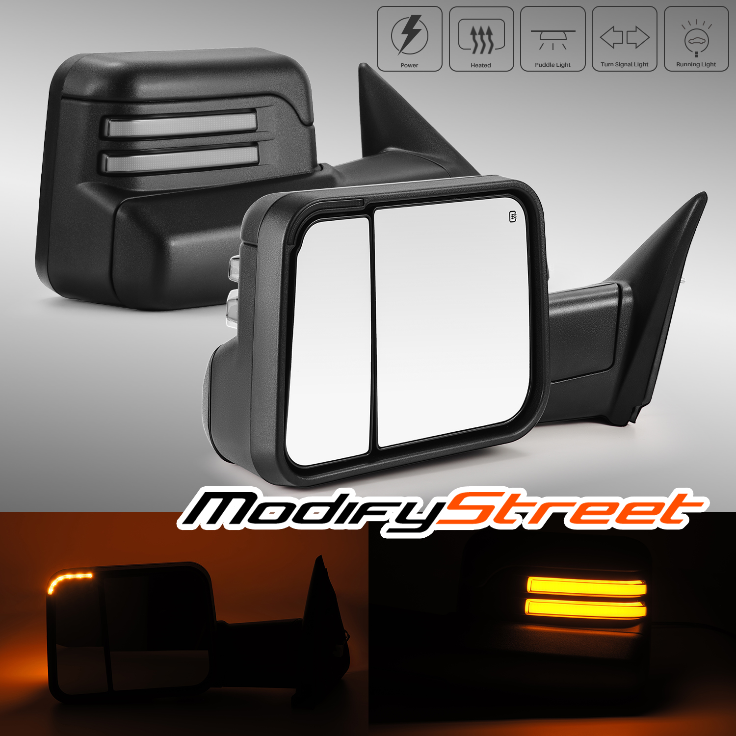 For 2002-2008 Dodge Ram Power Heated Extended Towing Mirrors Turn Signal